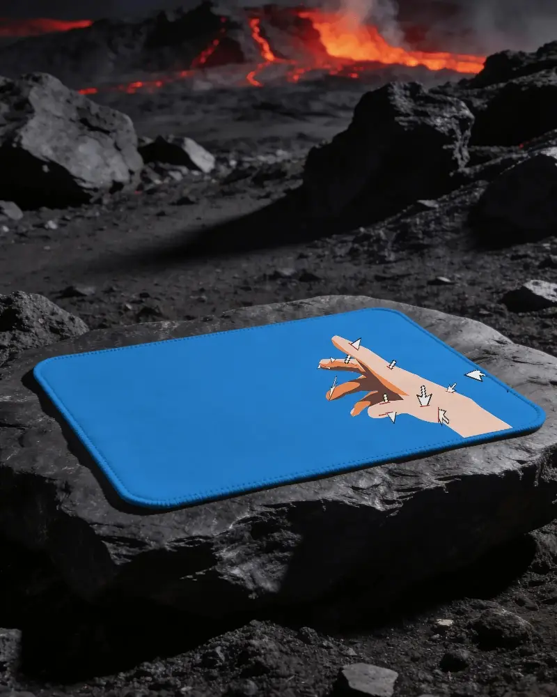 Durable Gaming Pad Mockup On Rock Surface With Rough Texture Background For Design