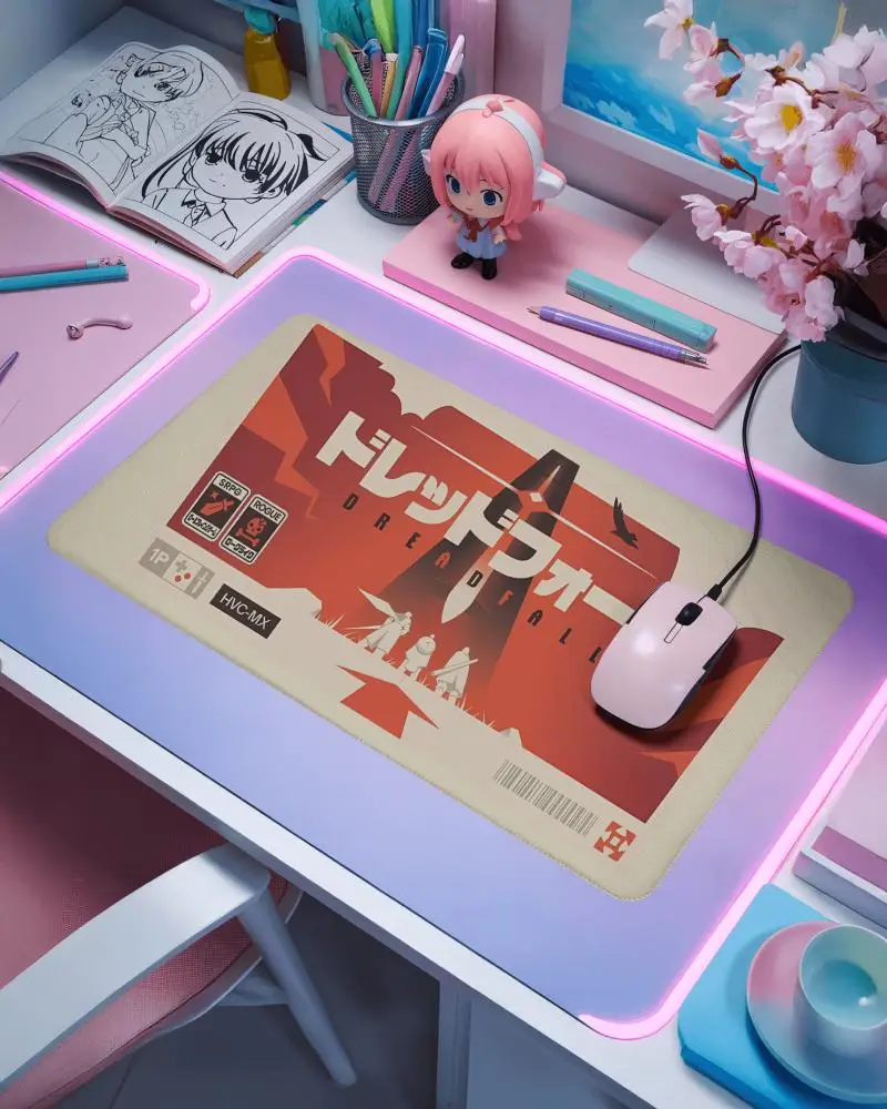 Pastel Gaming Pad Mockup With Pink Mouse Anime Setup And Soft Rgb Desk Lights