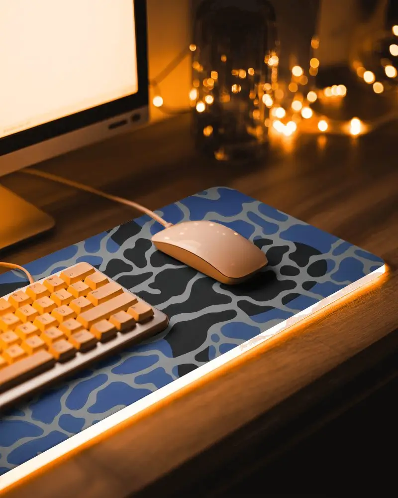 Warm Ambient Gaming Pad Mockup With Soft Orange Lighting And Modern Desk Setup