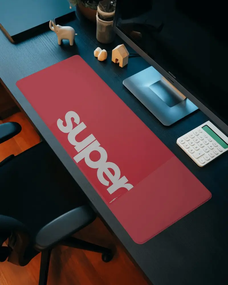 Modern Office Gaming Pad Mockup With Dark Desk Chair And Clean Tech Setup