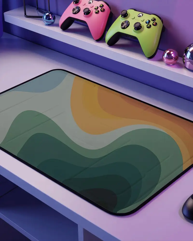 Pastel Gaming Pad Mockup With Colorful Controllers And Clean Rgb Desk