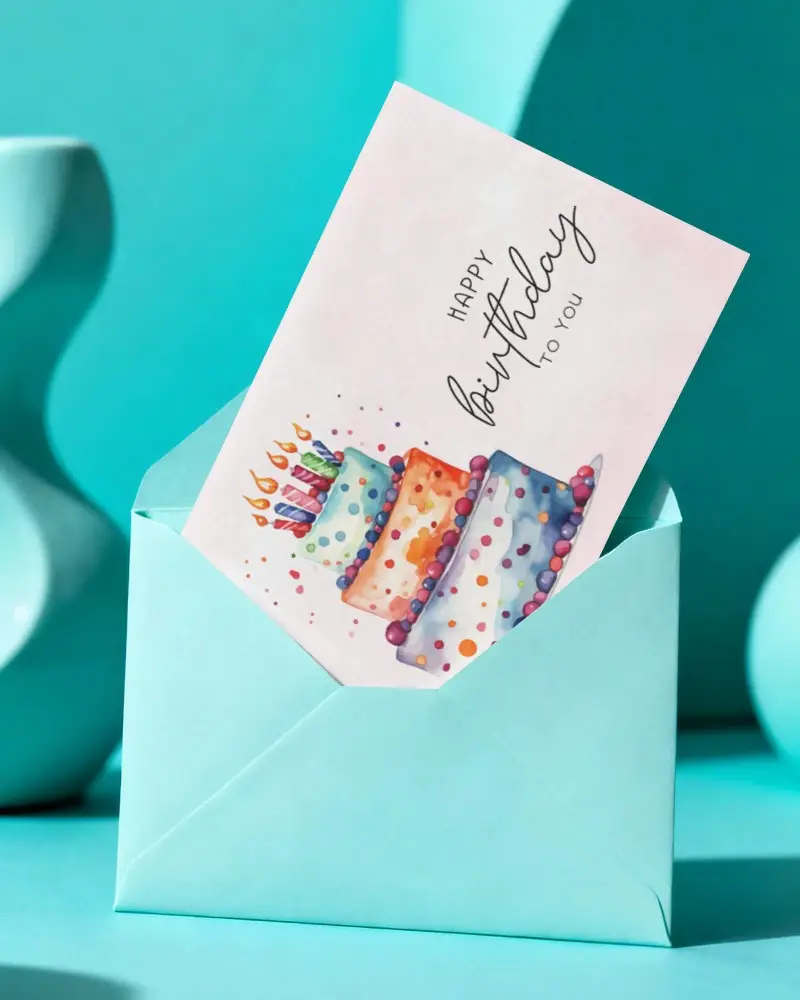 Simple Greeting Card Mockup In Envelope For Creative Printing And Design Use