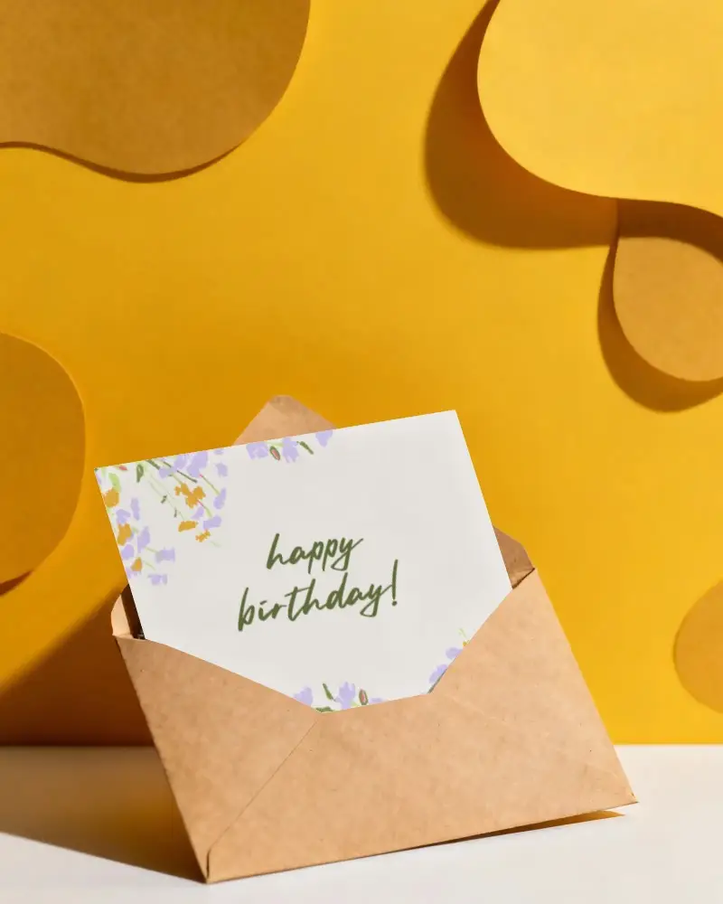 Greeting Card Mockup With Open Envelope On Abstract Background For Custom Design
