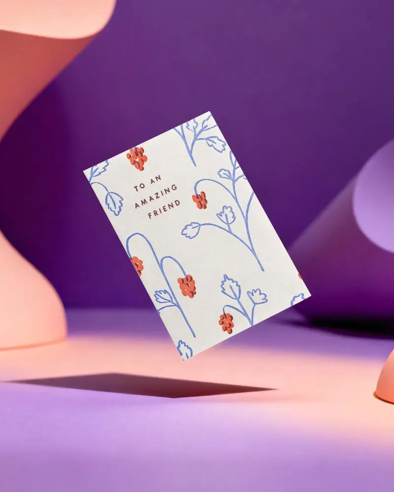 Elegant Minimalist Greeting Card Mockup With Shadow On Smooth Colorful Studio Set