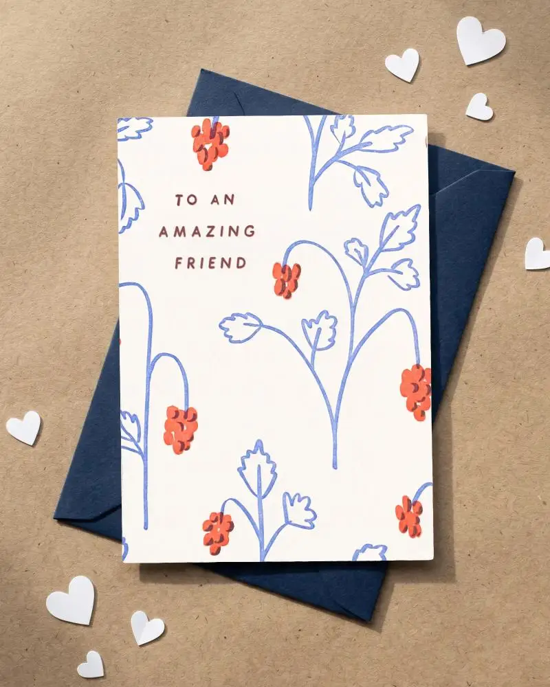 Blank Greeting Card Mockup With Envelope And Heart Shapes On Natural Texture