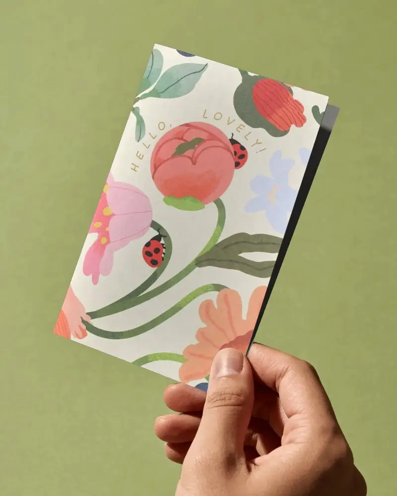 Hand Holding Blank Greeting Card Mockup For Invitations Personalized Messages And Custom Designs