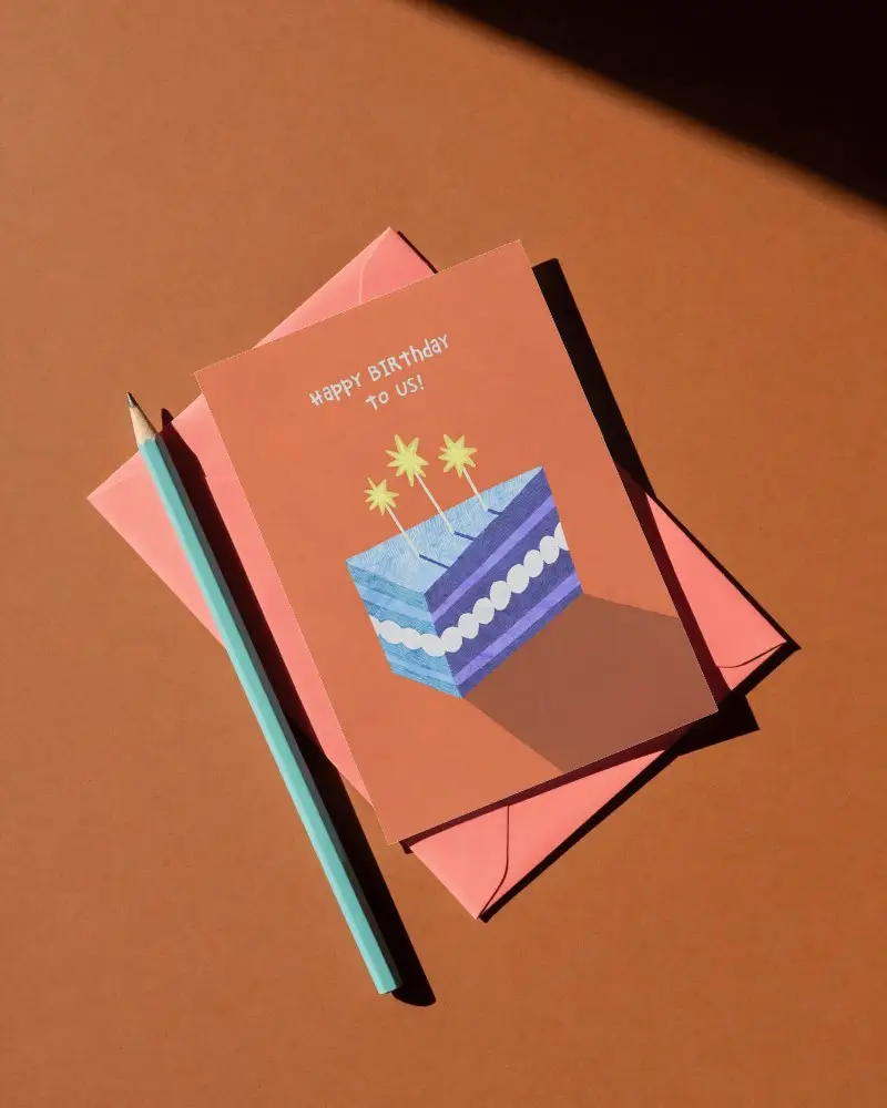 Blank Greeting Card Mockup With Envelope And Pencil On Textured Background For Design Display