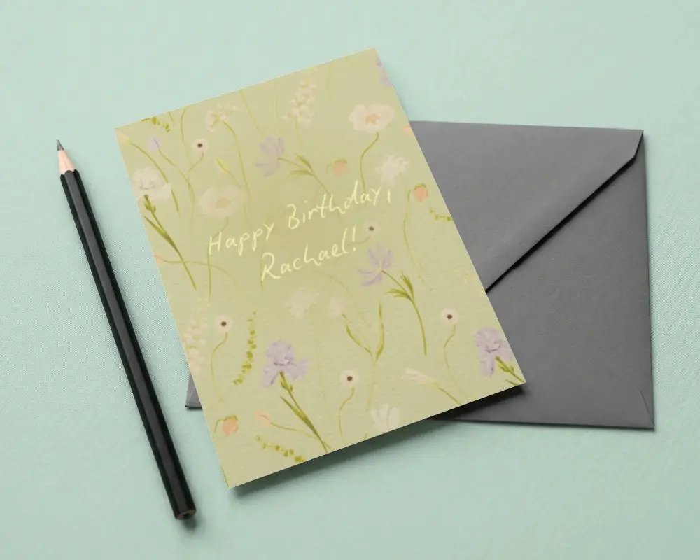 Blank Textured Greeting Card And Envelope Paper Stationery Mockup For Design Presentation