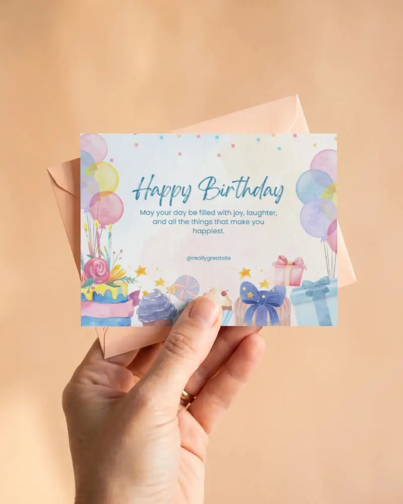 Minimalistic Greeting Card Mockup With Envelope In Hand For Design Presentation