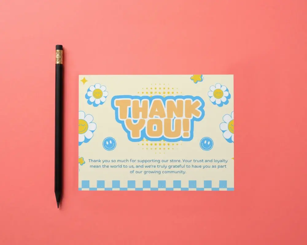 Greeting Card Mockup With Pencil On Soft Background For Design Showcase