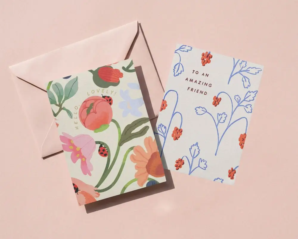 Greeting Card Mockup With Envelope On Minimalist Background For Design Presentation