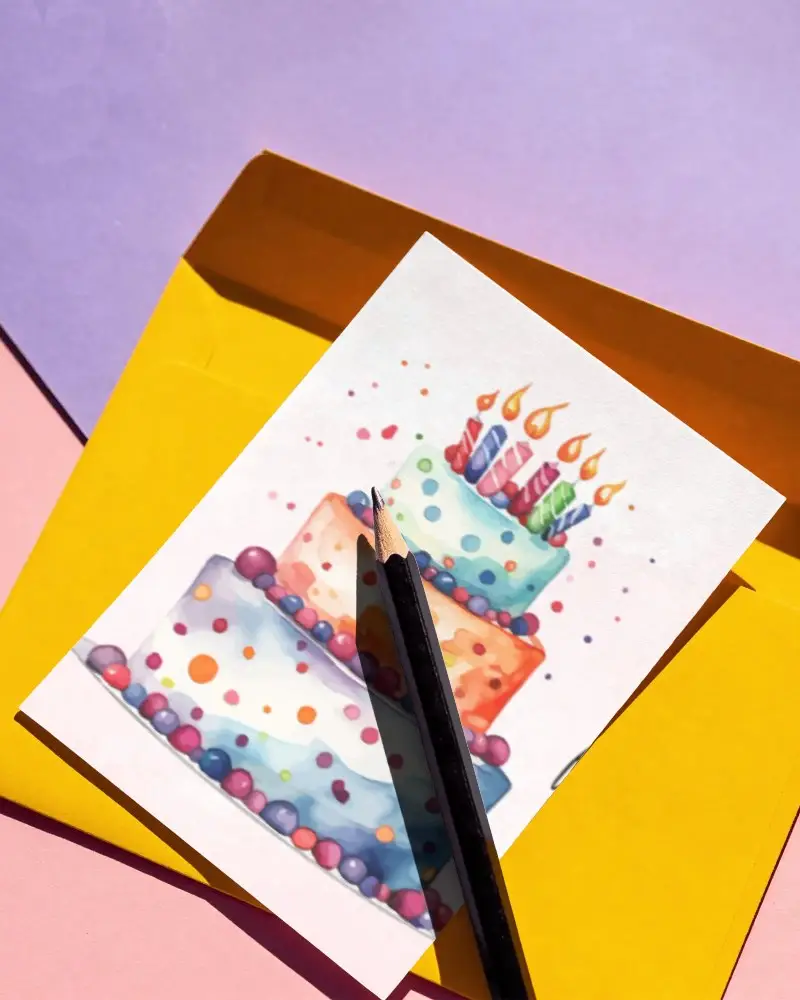 Blank Greeting Card With Pencil On Envelope For Handwritten Notes Or Invitations