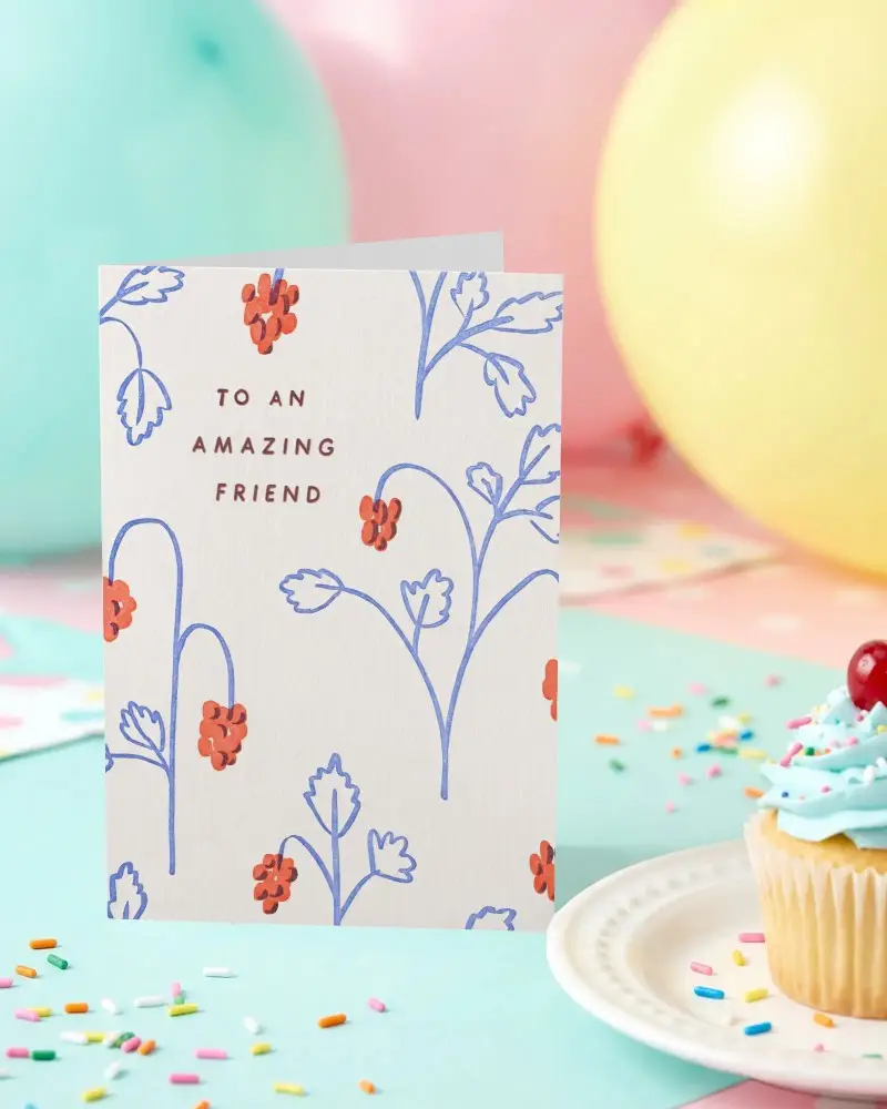 Minimalist Greeting Card Mockup With Cupcake And Balloon Background For Events