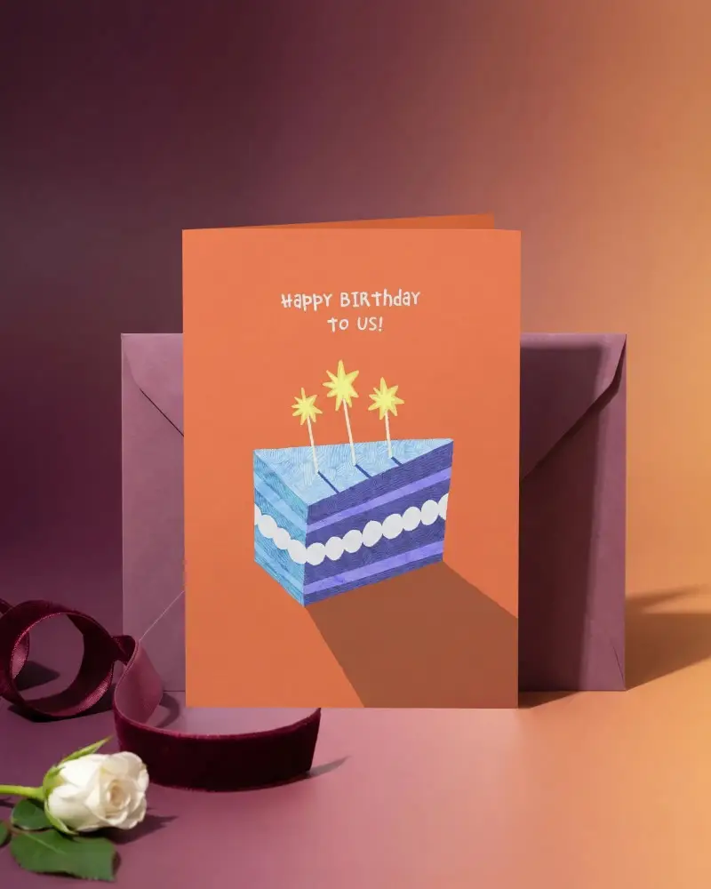Premium Folded Greeting Card Mockup With Envelope And Ribbon For Custom Printing