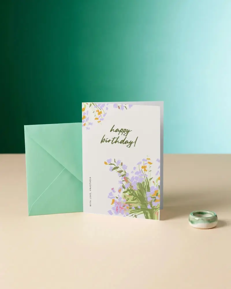 Greeting Card Mockup With Envelope For Custom Designs And Messages Showcase