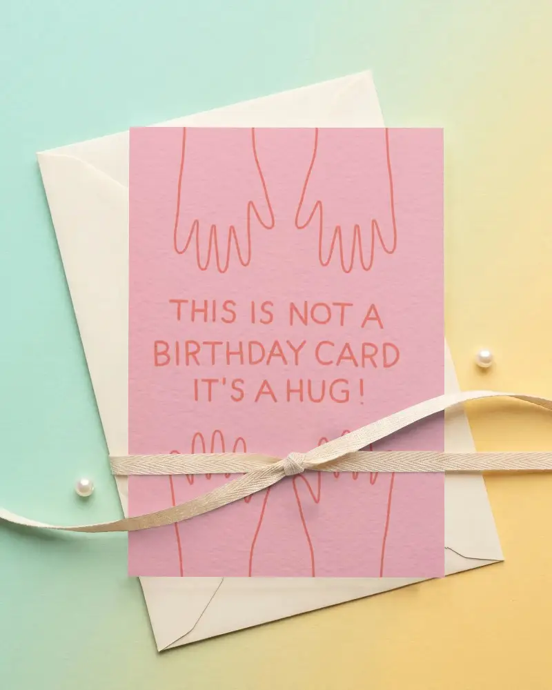 Elegant Textured Greeting Card Mockup With Ribbon And Envelope On Simple Background