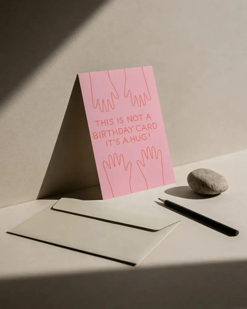 Vertical Card And Envelope Mockup With Pencil And Stone On Minimalist Background