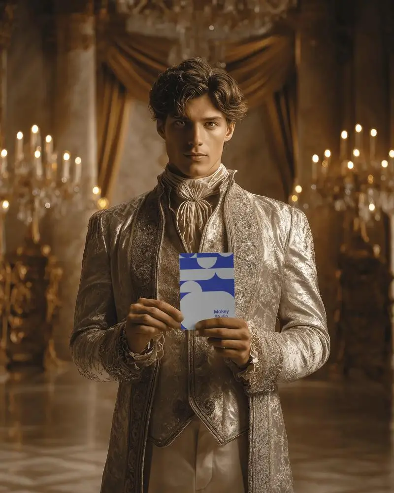 Royal Greeting Card Mockup Elegant Vintage Palace Scene With Golden Light