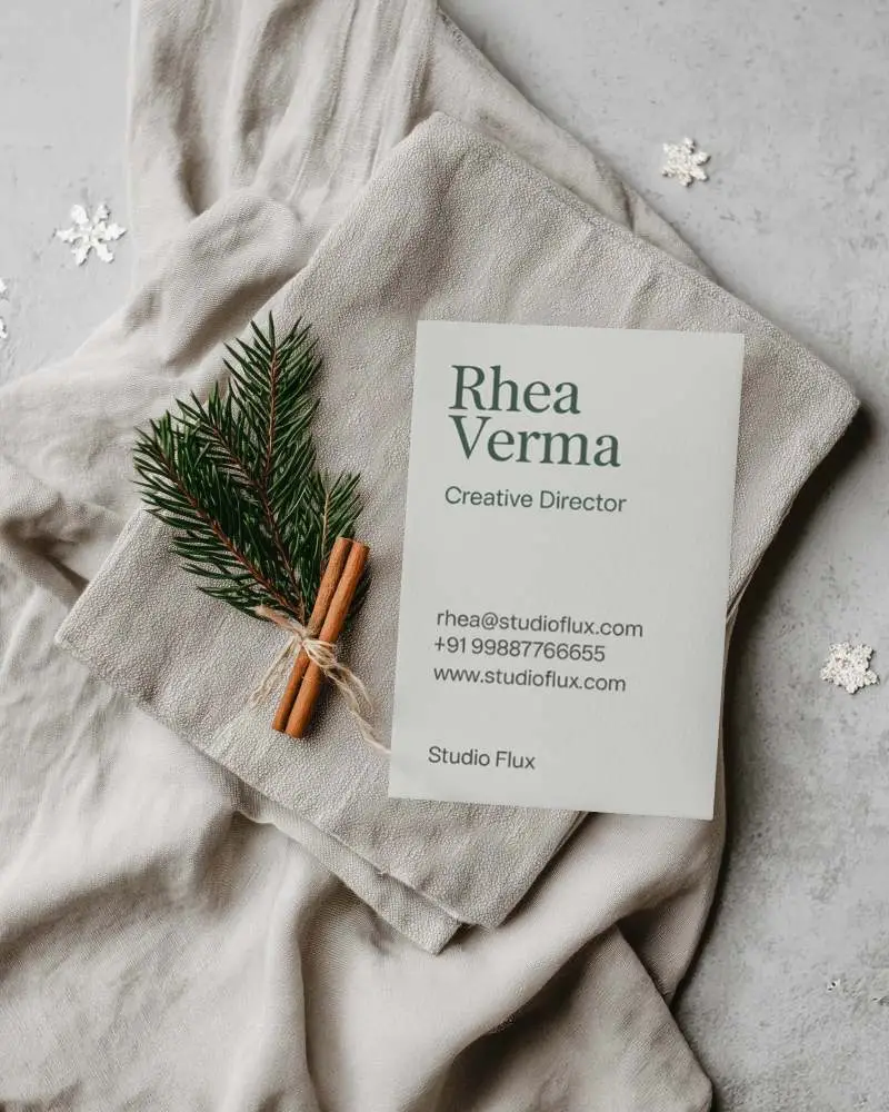 Holiday Greeting Card Mockup Nordic Style With Natural Elements And Linen