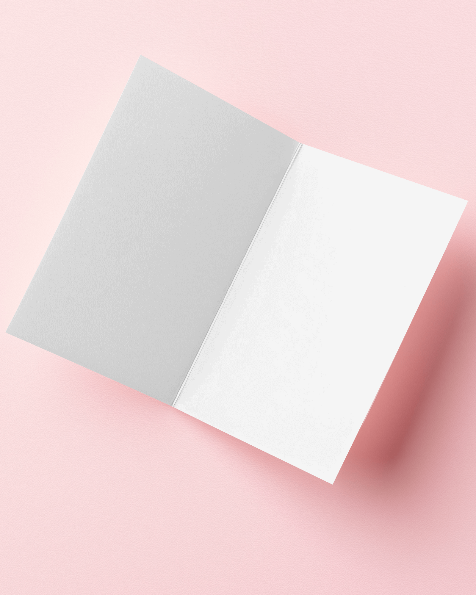 Elegant Open Greeting Card Mockup Bifold Stationery On Soft Pink Background