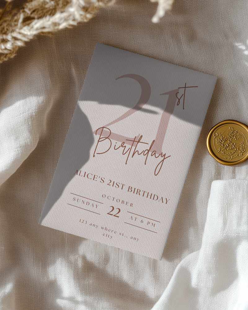 Boho Greeting Card Mockup On Textured Linen Fabric With Dried Flower And Gold Seal Soft Natural Light Aesthetic