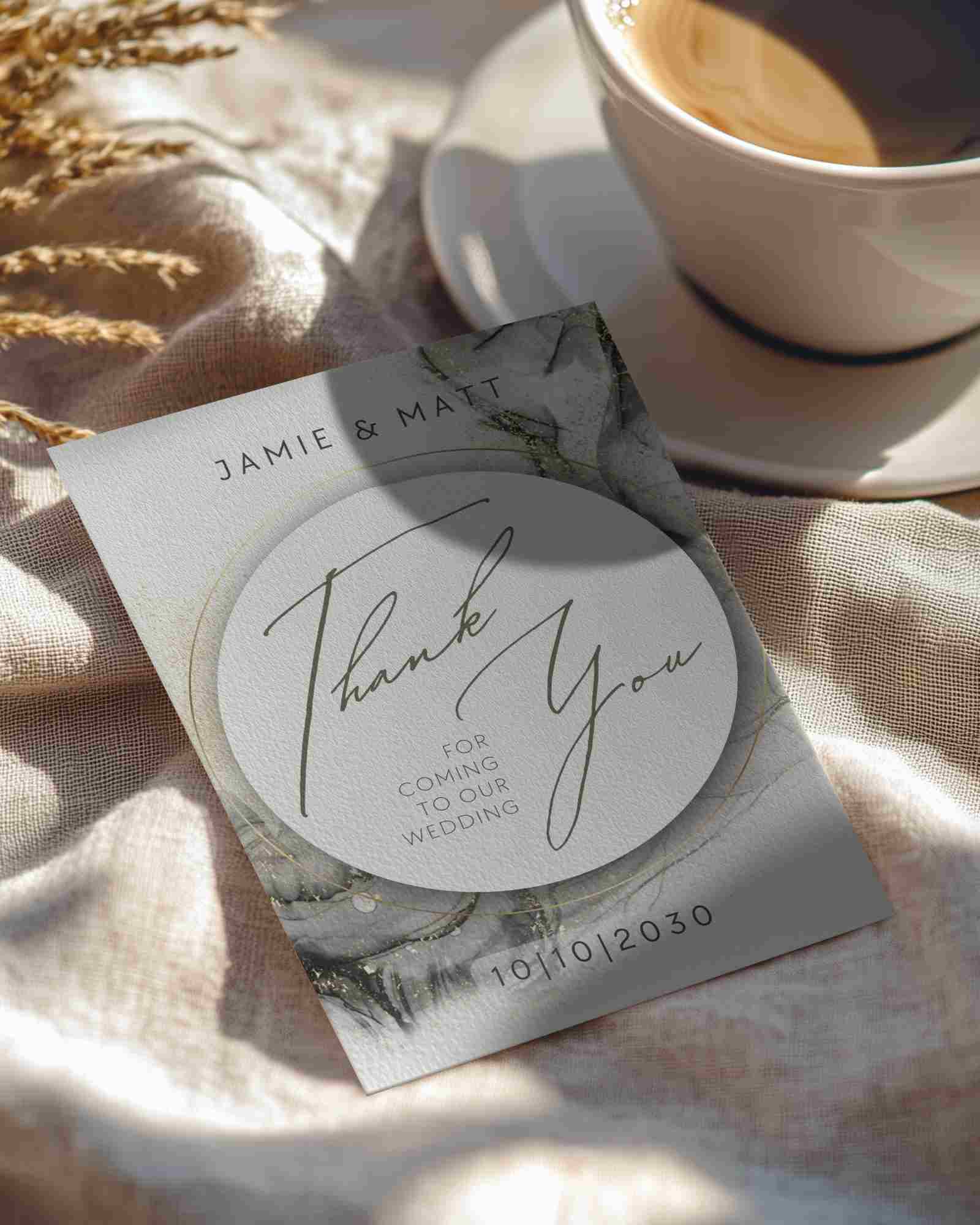 Cozy Morning Greeting Card Mockup On Linen Fabric With Coffee Cup And Dried Florals Soft Natural Light And Warm Tones