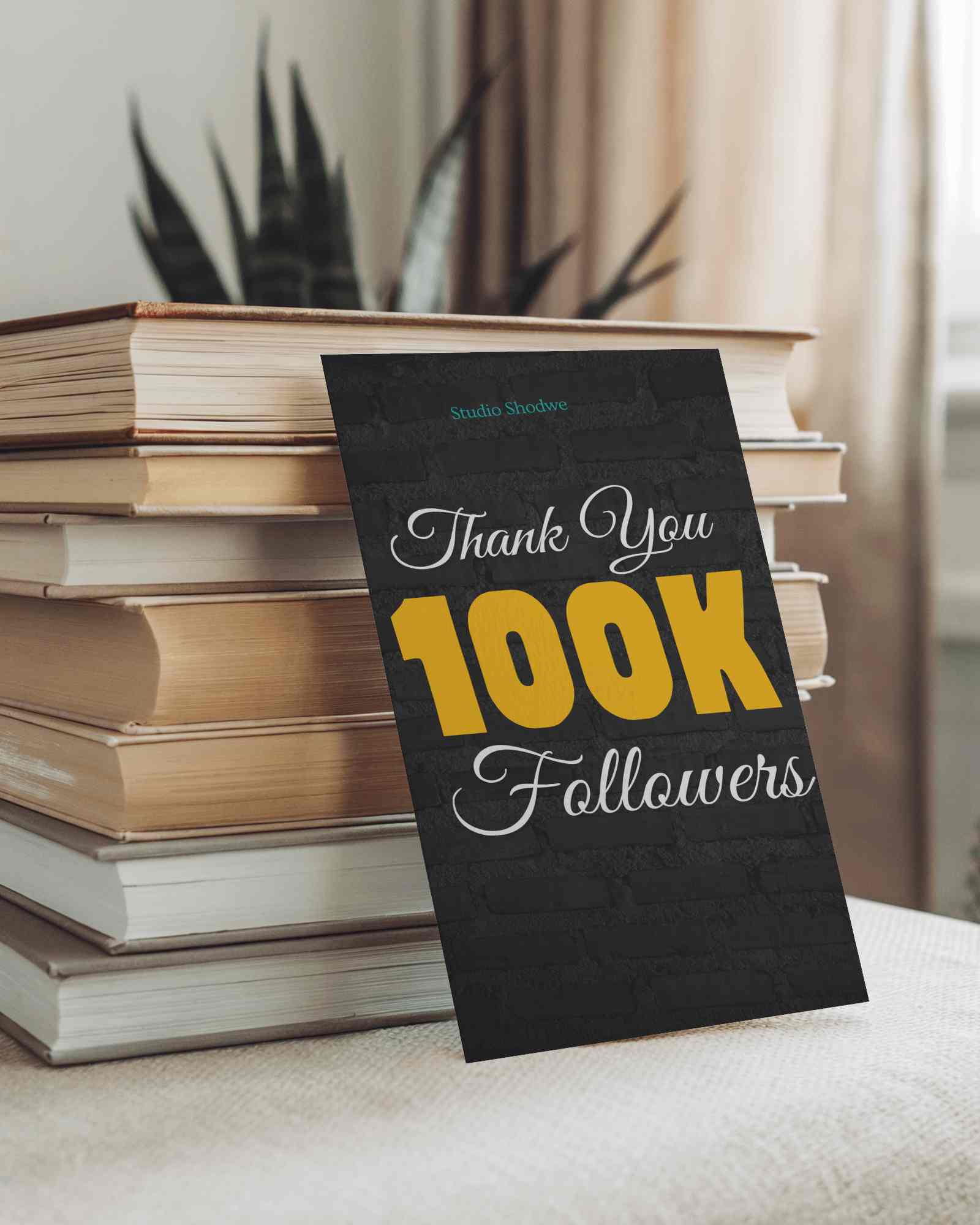 Cozy Bookstack Greeting Card Mockup Leaning Against Books In Soft Lit Room Warm Academic Vibe Homey Decor Setting