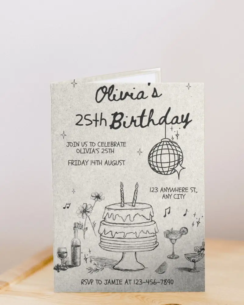 Half Folded Greeting Card On Table 10