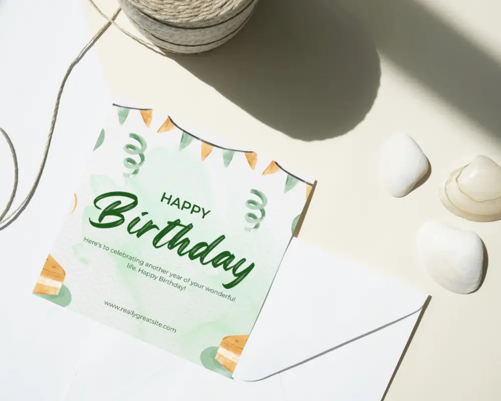 Greeting Card On Envelope Having Shells In Background 16