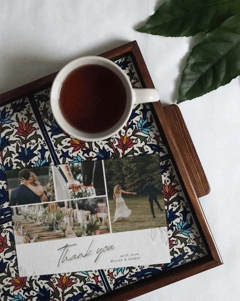 Greeting Card On A Tray Beside Coffee 17