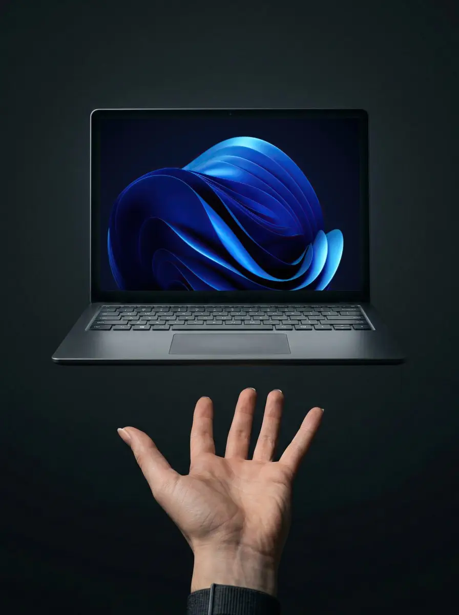Sleek Minimalist Floating Laptop Mockup For Modern Technology And Software Presentation