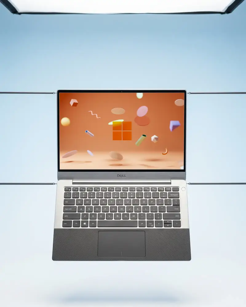 Modern Dell Laptop Mockup With Black Screen And Floating Design Perfect For Tech Presentations
