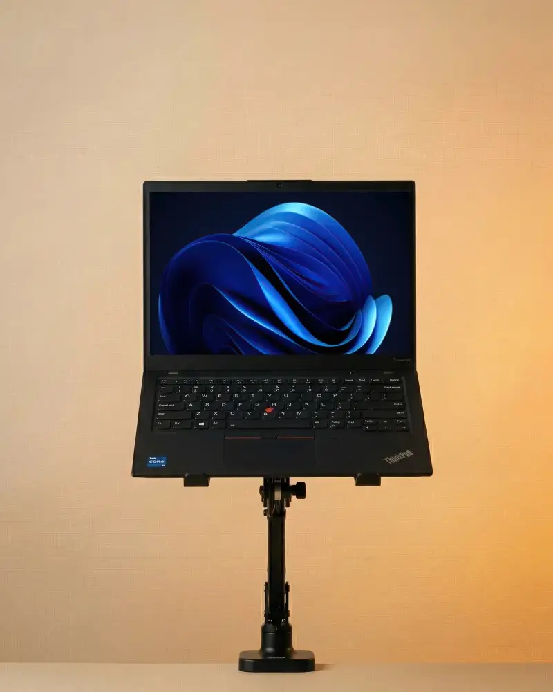 Portable Lenovo Laptop Mockup With Black Screen And Ergonomic Stand For Creative Presentations
