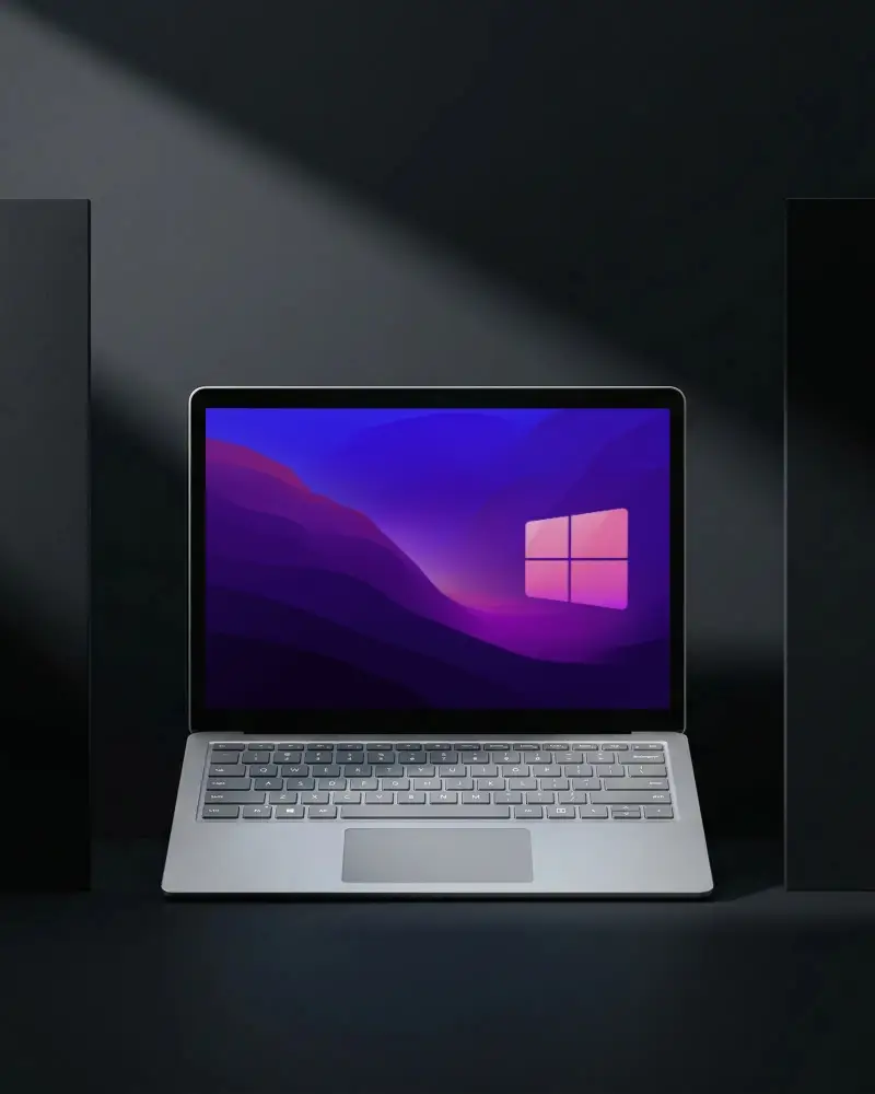 Modern Microsoft Laptop Mockup With Blank Screen Minimalist Technology Background For Design Display
