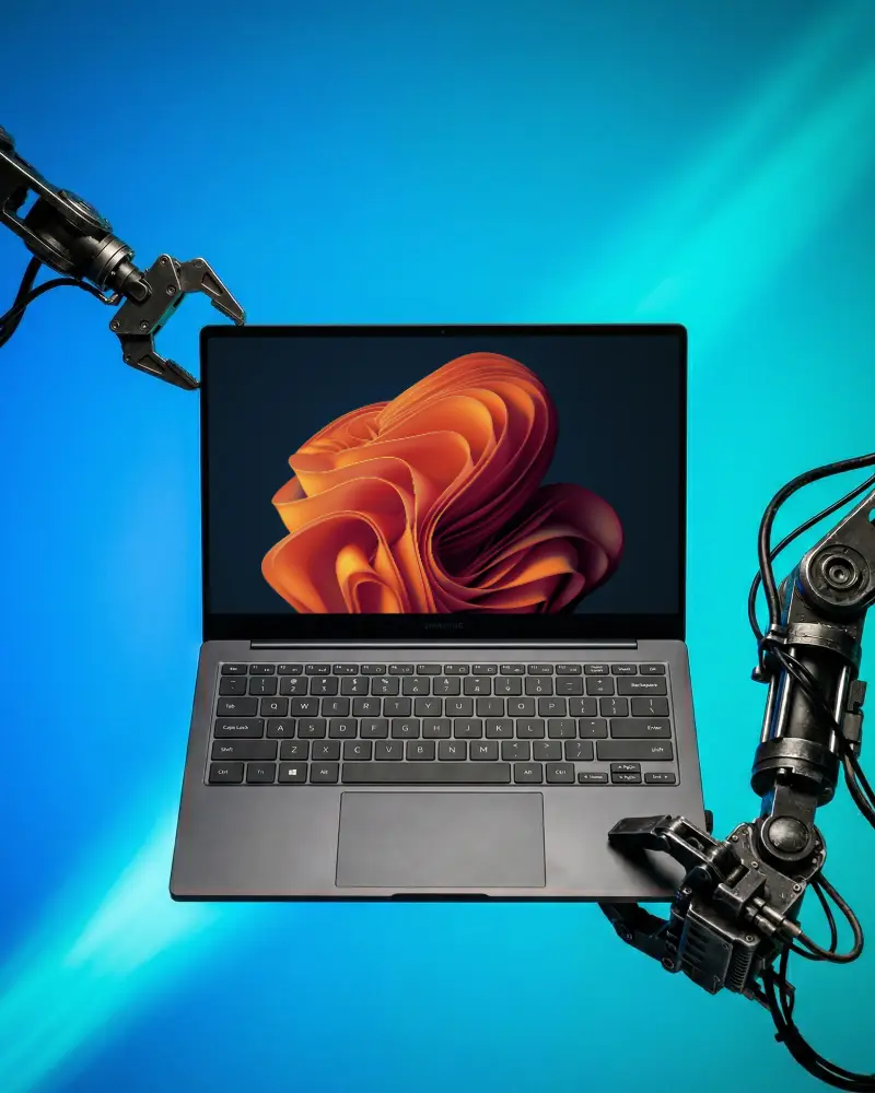 Innovative Robotic Arm Technology Microsoft Laptop Mockup For Creative Projects