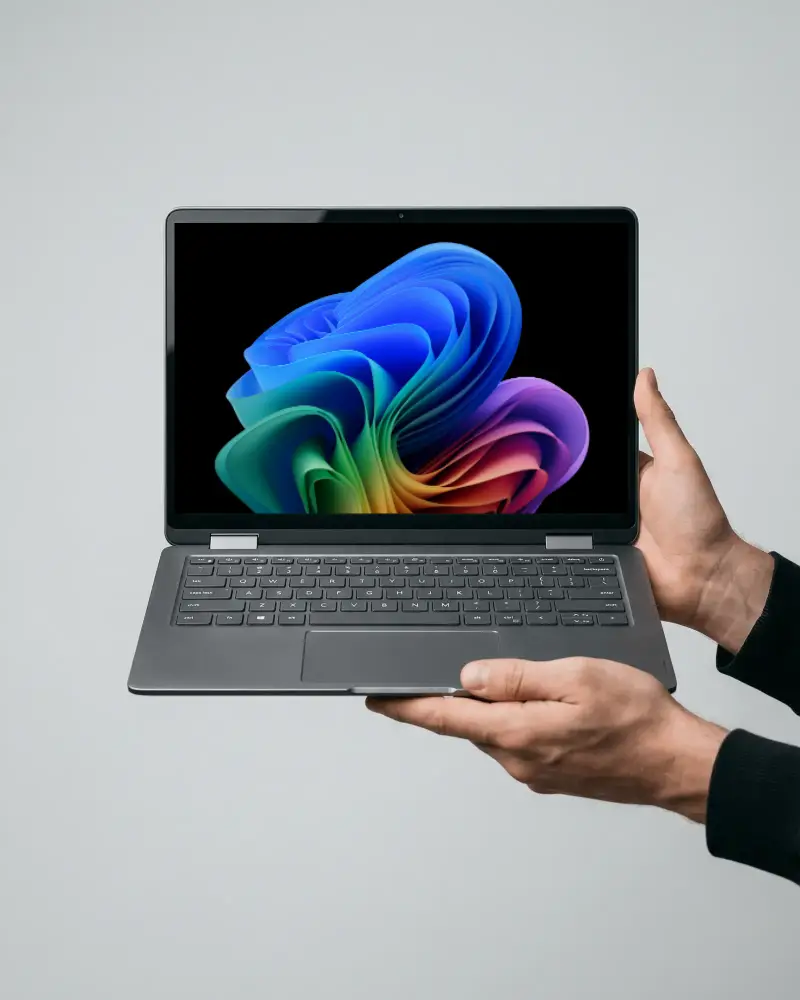Modern Microsoft Laptop Mockup With Open Screen And Visible Keyboard For Technology Product