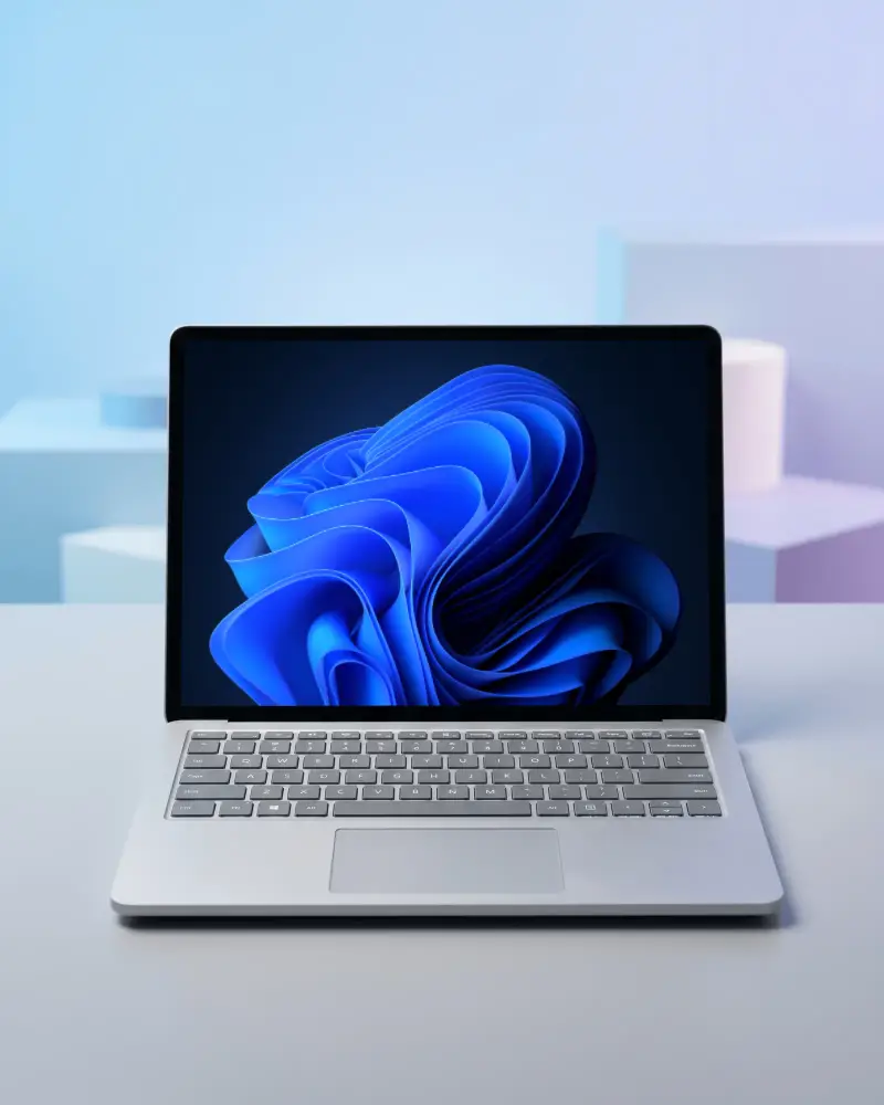 Sleek Portable Microsoft Laptop Mockup Showcasing Display For Web Design And App Showcase