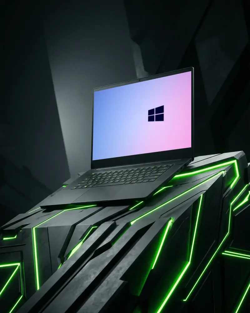 Professional Alienware Gaming Laptop Mockup With Advanced Cooling Design And Bold Light Accent