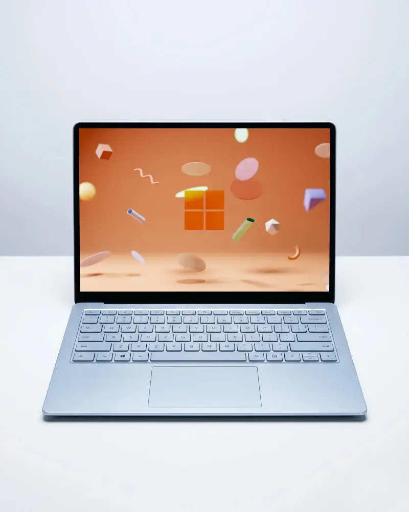 Modern Microsoft Laptop Mockup With Large Screen And Compact Keyboard Ideal For Presentations