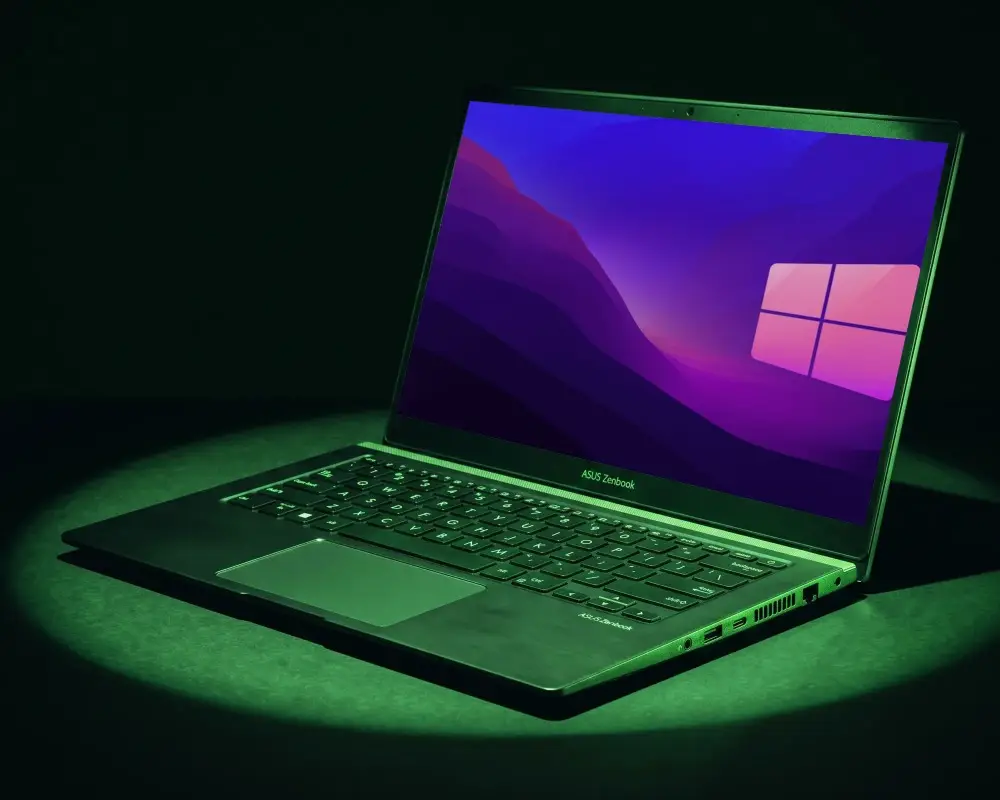 Sleek Modern Asus Laptop Mockup With Open Screen And Keyboard Display For Technology Products