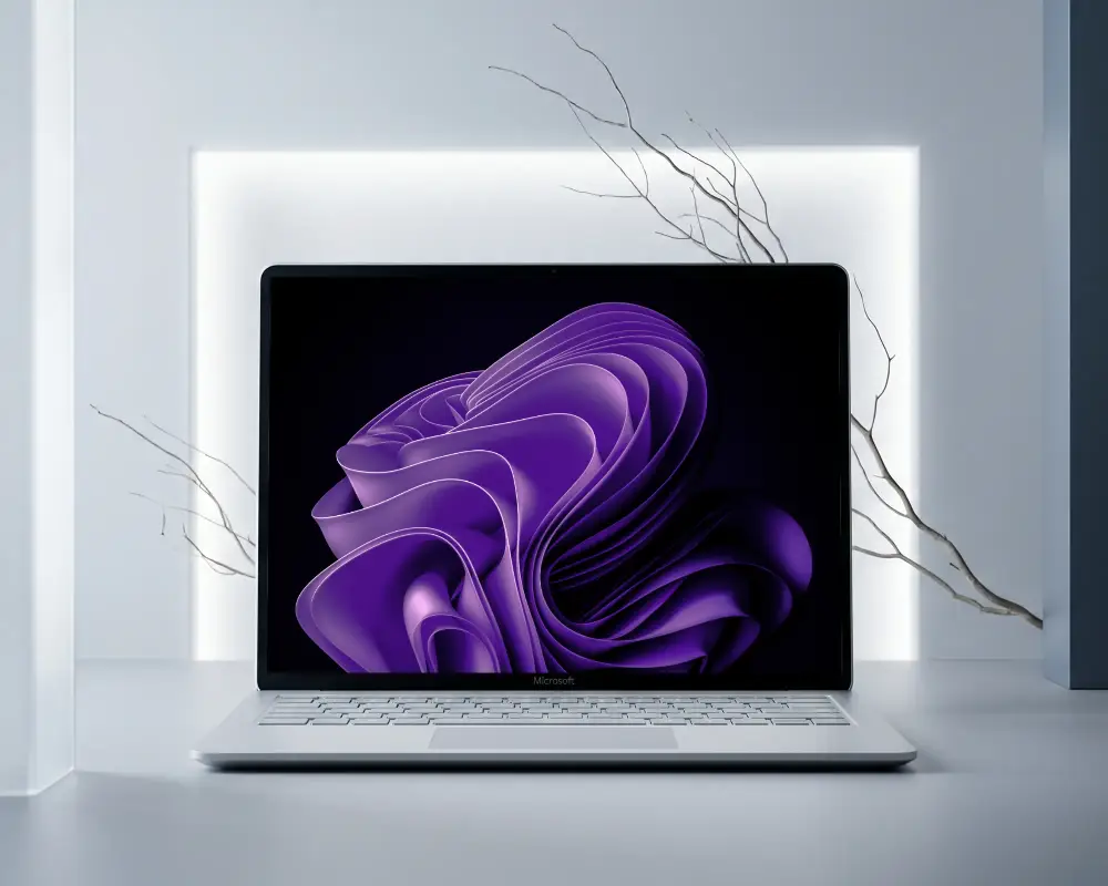Sleek Modern Microsoft Laptop Mockup With Blank Screen For Digital Design And Presentation