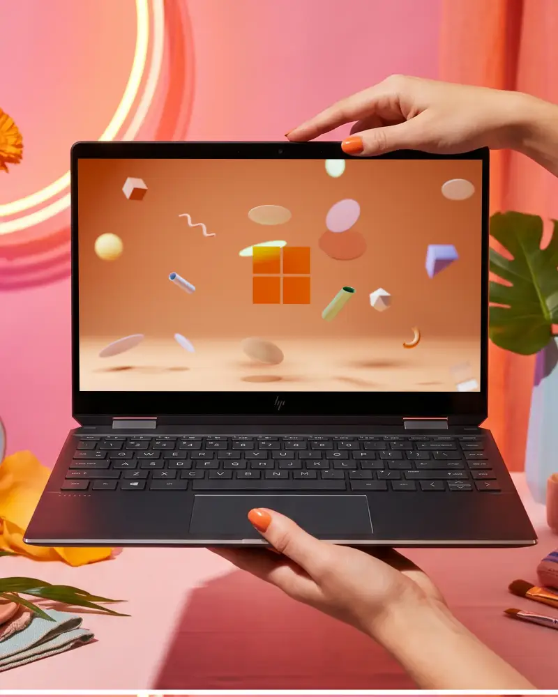 Sleek Modern Hp Laptop Mockup With Full Keyboard And Large Trackpad For Digital Presentations