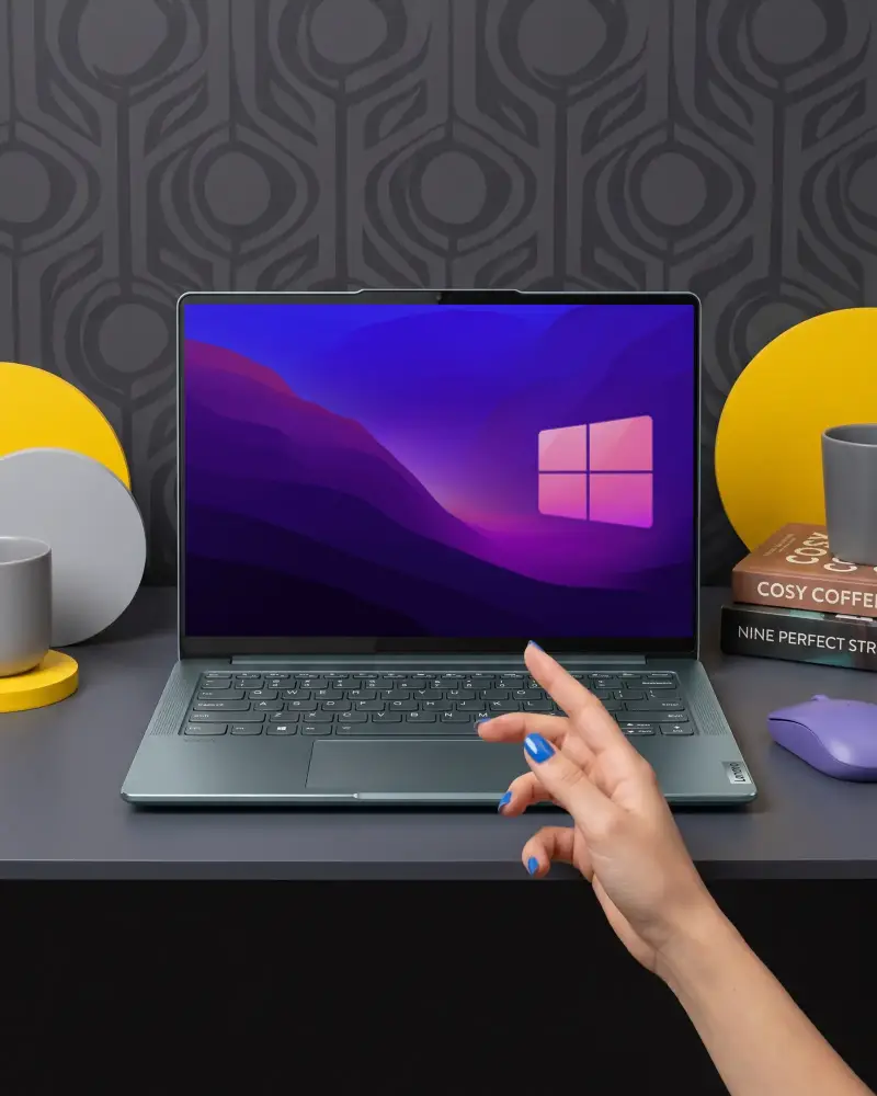 Portable Lenovo Laptop Mockup With Clean Screen For Digital Display And Web Presentations