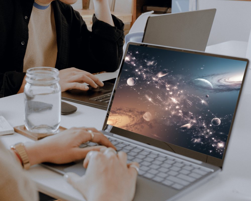 Laptop Mockup In Modern Workspace Near Window With Natural Light