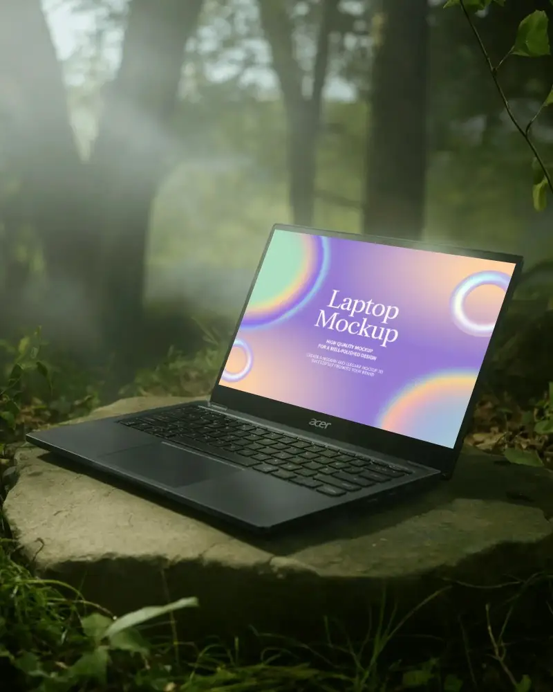portable-acer-laptop-mockup-on-natural-stone-outdoor-scene-for-creative-technology-presentation