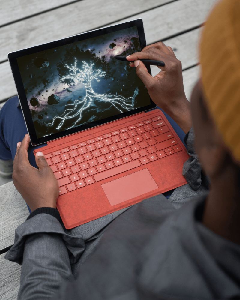 Tablet Laptop Hybrid Mockup With Stylus In Outdoor Setup