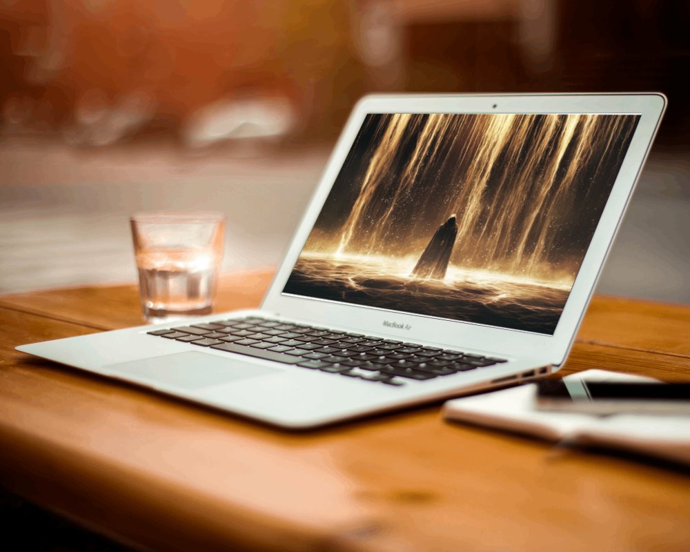 Tablet Mockup On Desk Connected To Monitor In Dual Screen Setup