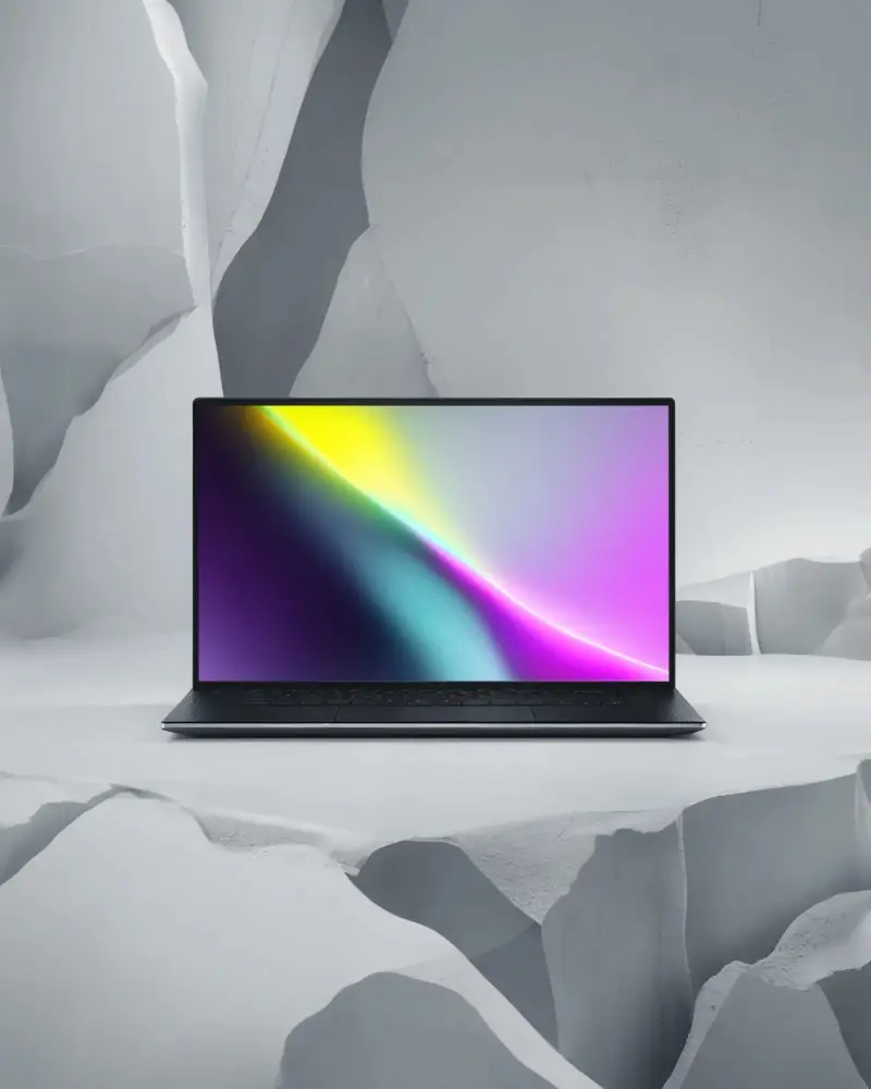 Professional Acer Laptop Mockup On Futuristic Platform Ideal For Uiux Showcase And Marketing Use