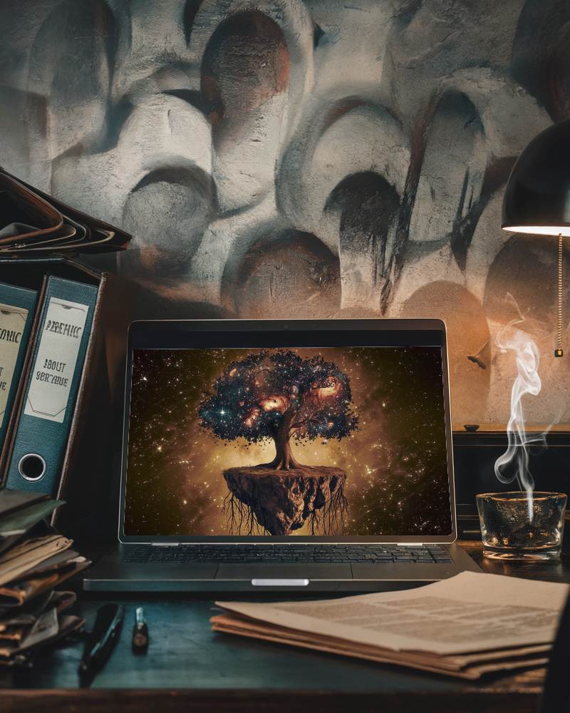 Moody Vintage Office Laptop Dark Academic Aesthetic 078