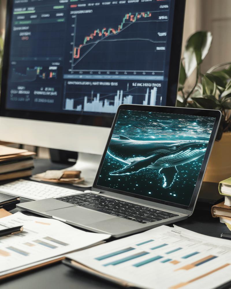 Financial Analysis Laptop Mockup Stock Market Charts And Reports On Desk With Dual Screen Setup 088